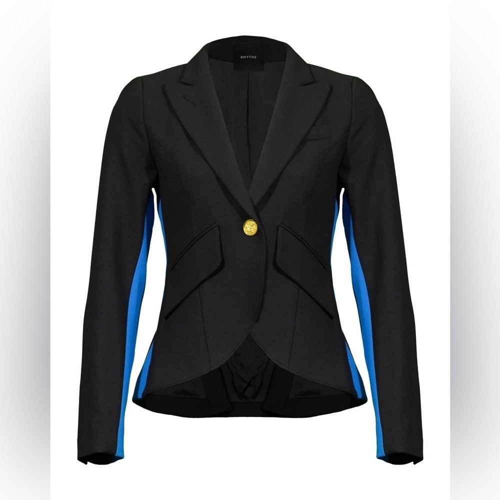 Smythe / NWT One Button Tux Stripe Blazer cobalt black 2 - Picture 6 of 10